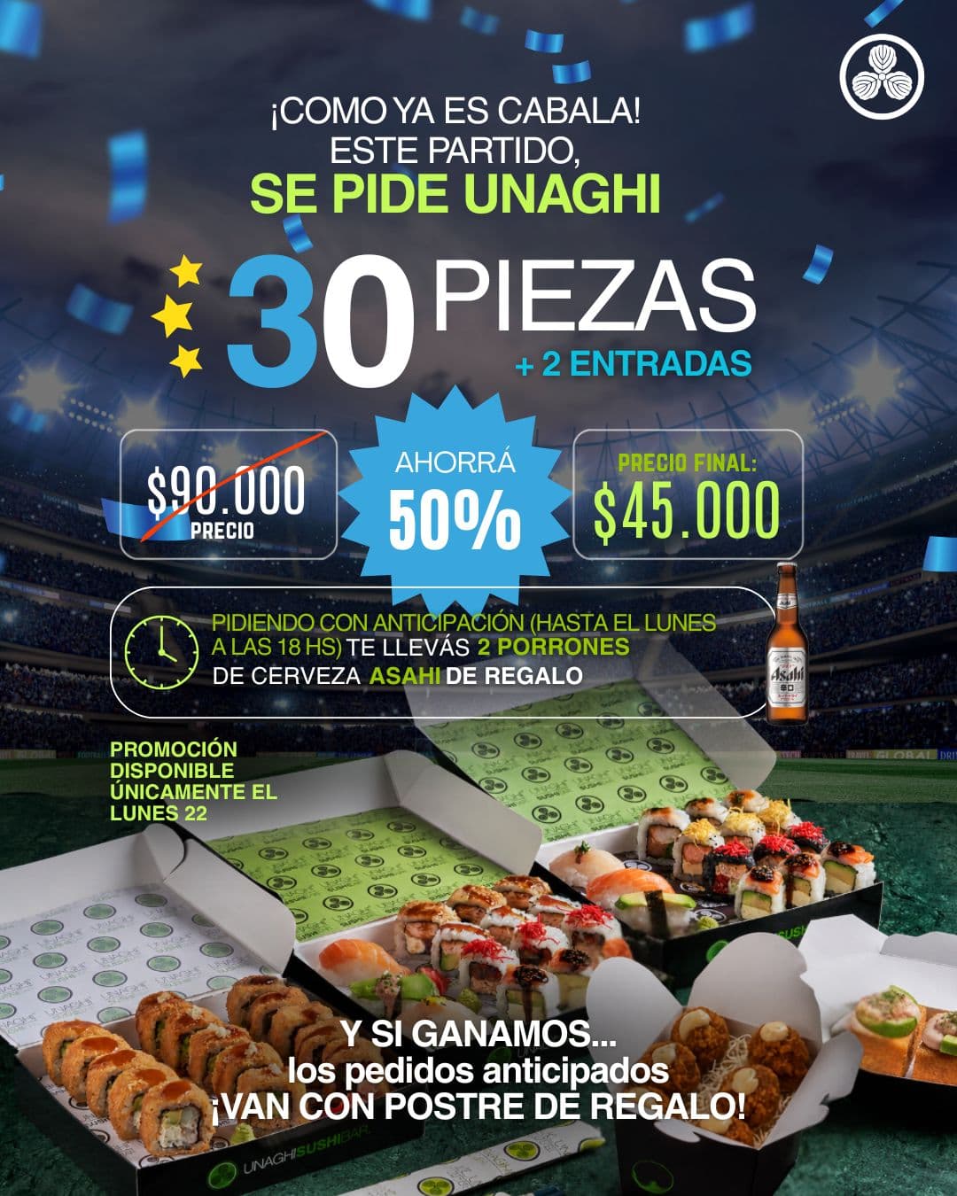 Menu Scaloneta + Dos cervezas Asahi